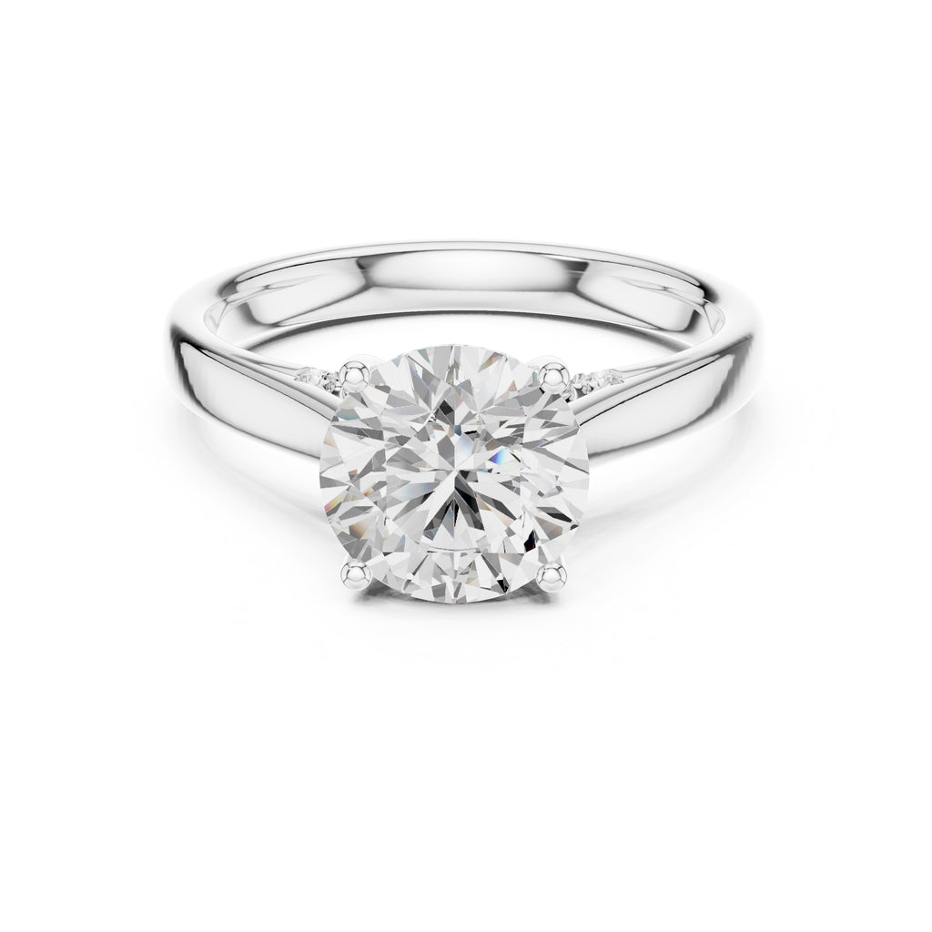 2.00 ct Tapered Classic Solitaire 2ct White Gold Round