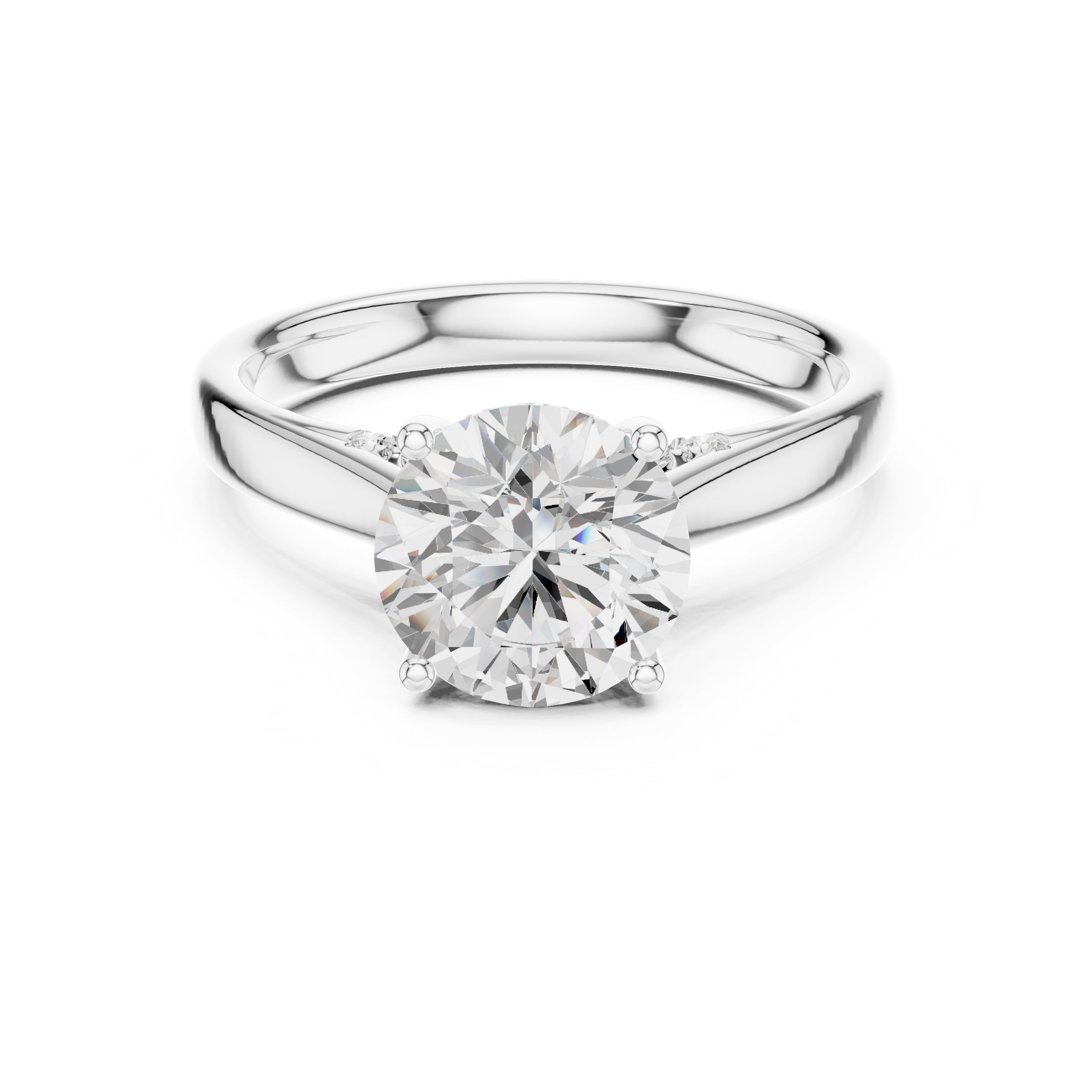 2.00 ct Tapered Classic Solitaire 2ct White Gold Round