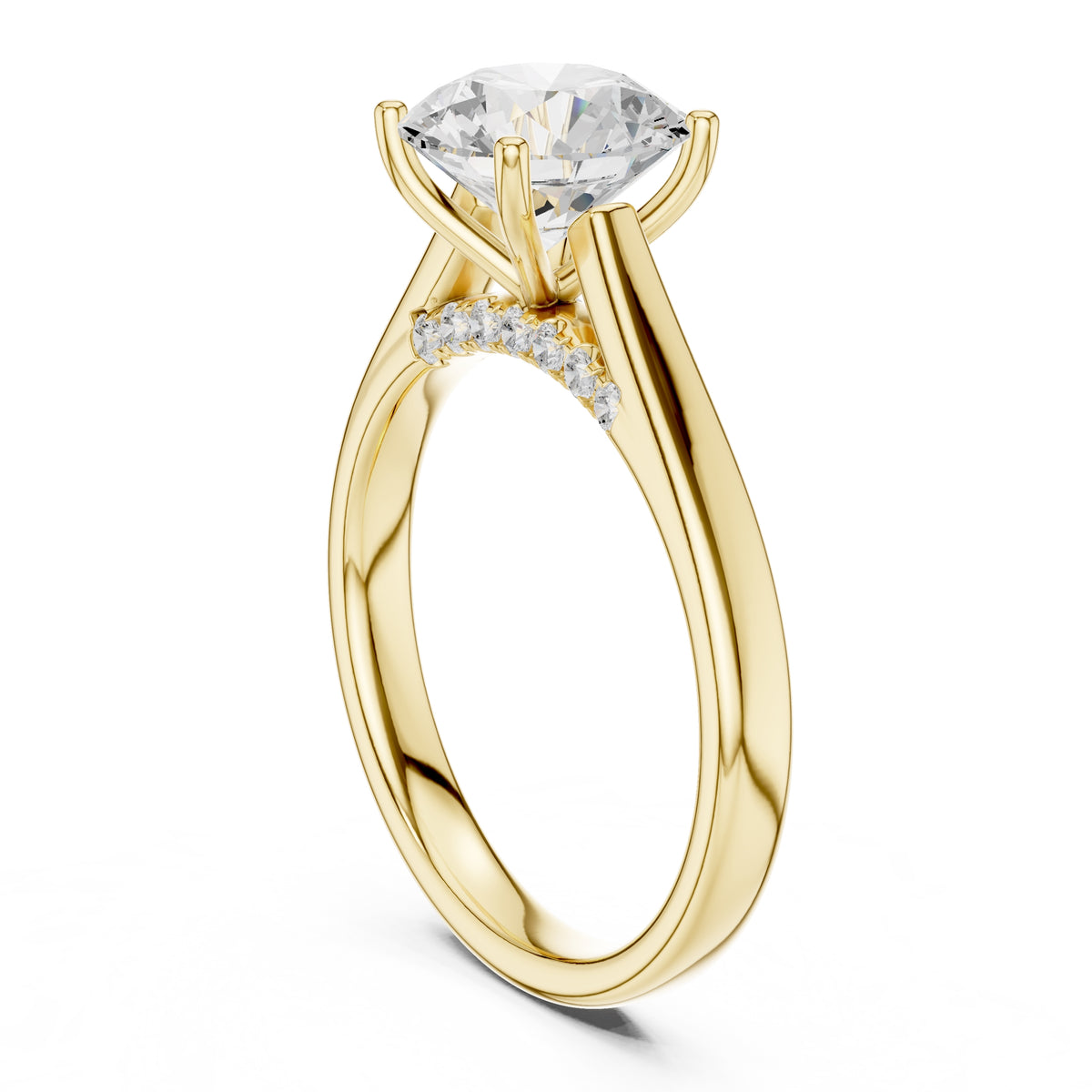 2.00 ct Tapered Classic Solitaire 2ct Yellow Gold Round