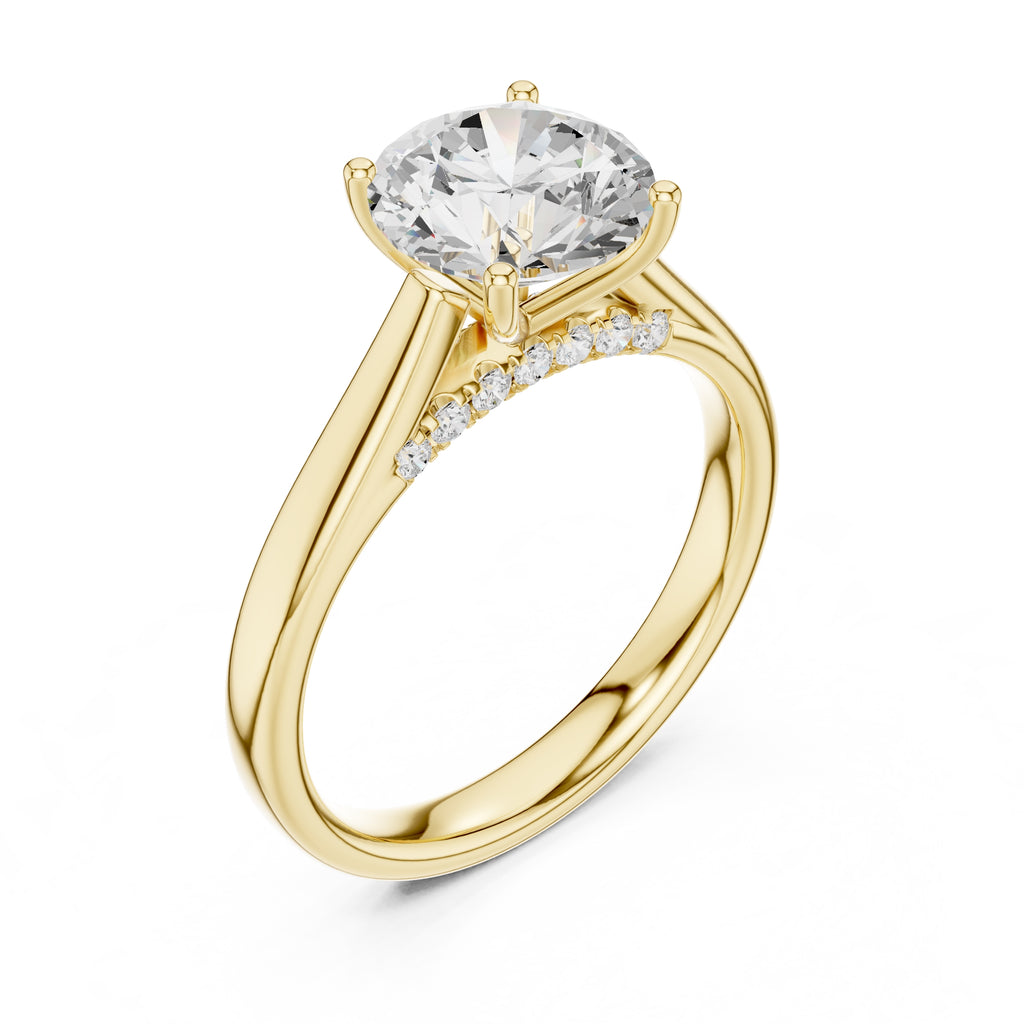 2.00 ct Tapered Classic Solitaire 2ct Yellow Gold Round