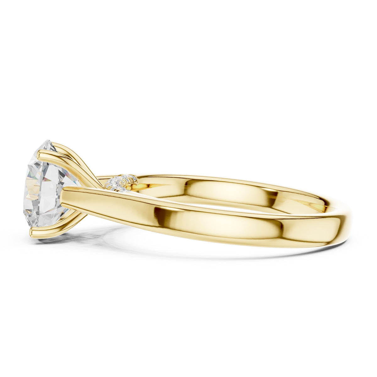 2.00 ct Tapered Classic Solitaire 2ct Yellow Gold Round