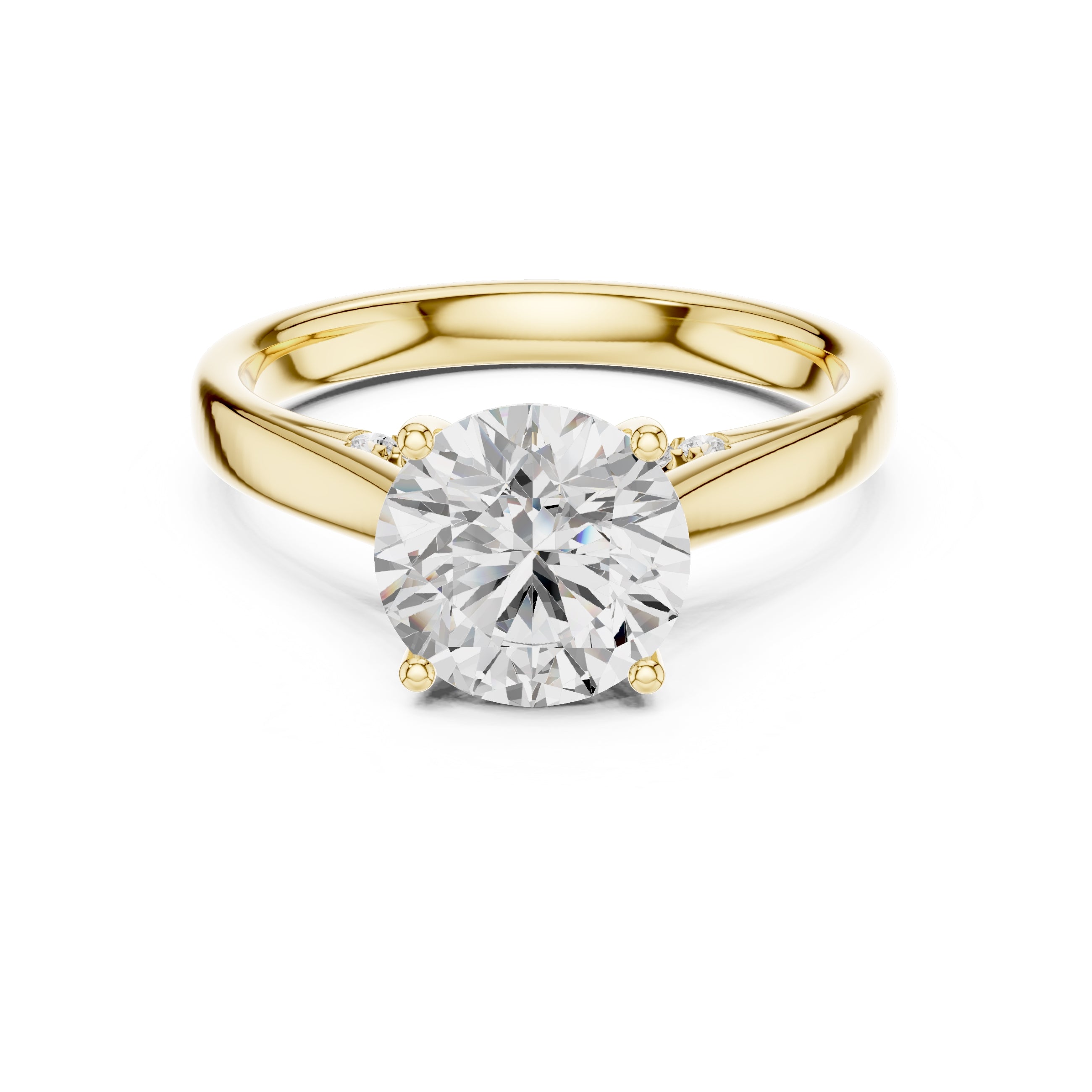 2.00 ct Tapered Classic Solitaire 2ct Yellow Gold Round