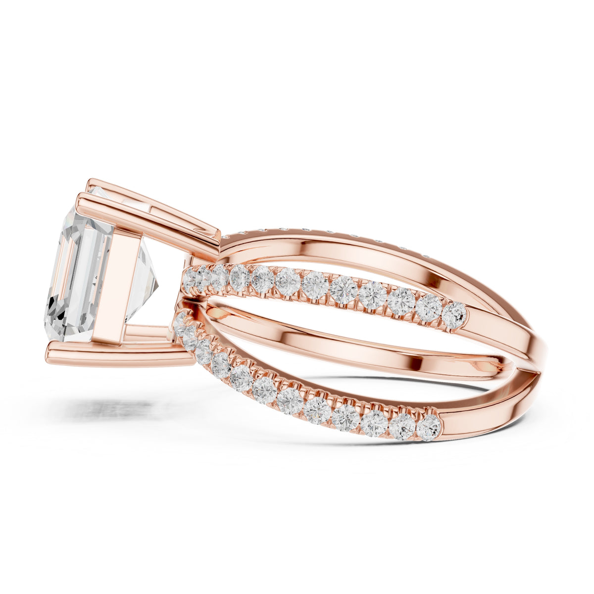 2.50 ct Entwined Embrace Ring 2.5ct Rose Gold Asscher
