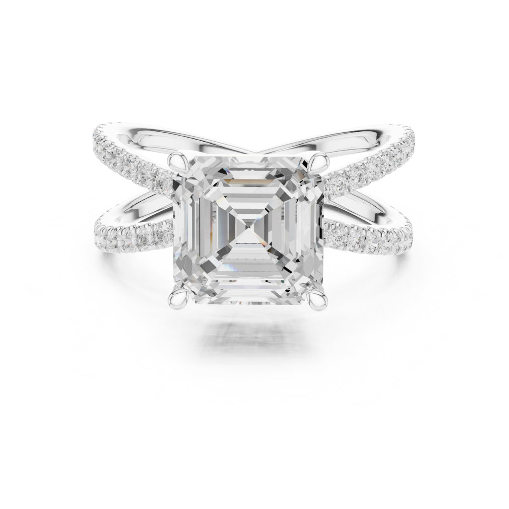 2.50 ct Entwined Embrace Ring 2.5ct White Gold Asscher