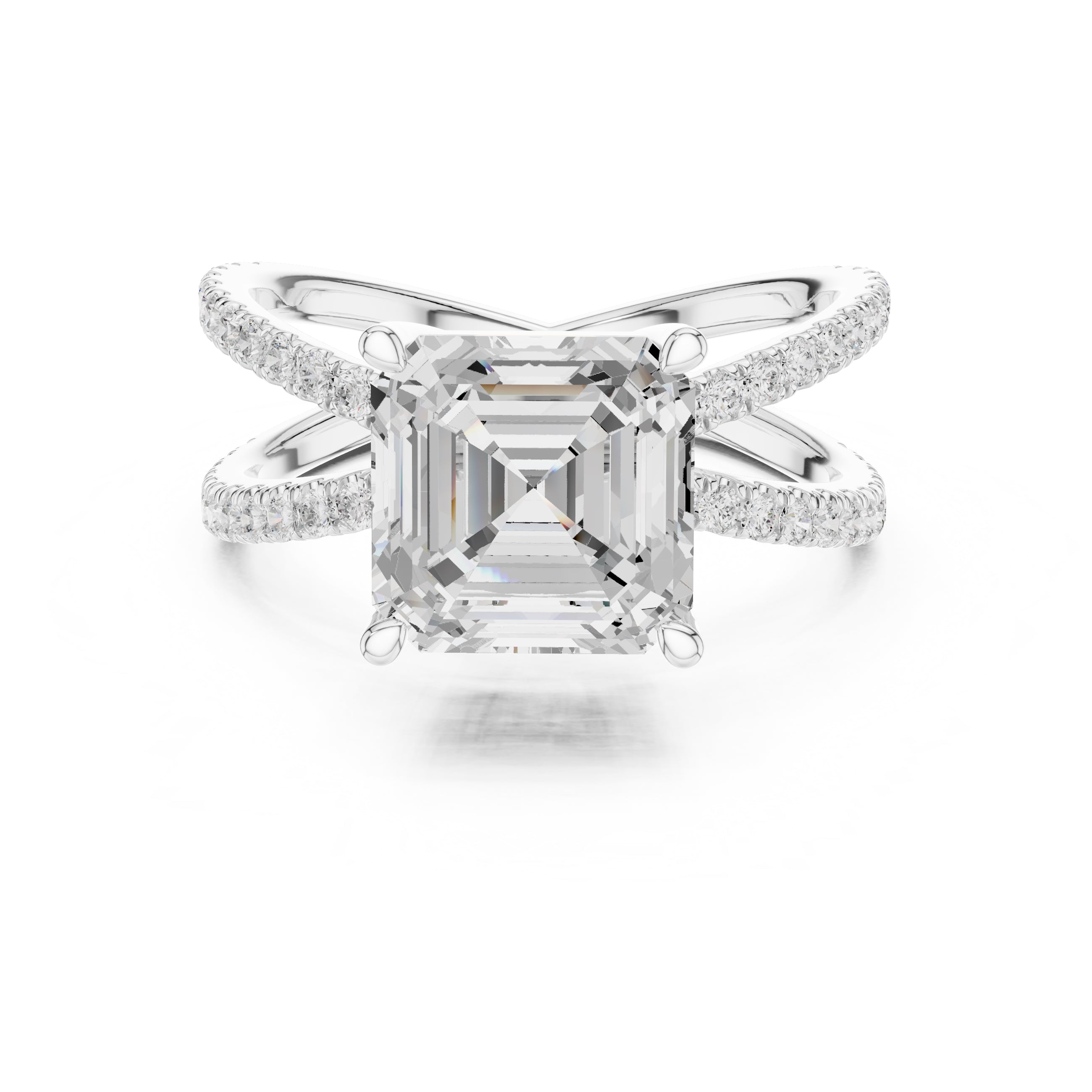 2.50 ct Entwined Embrace Ring 2.5ct White Gold Asscher