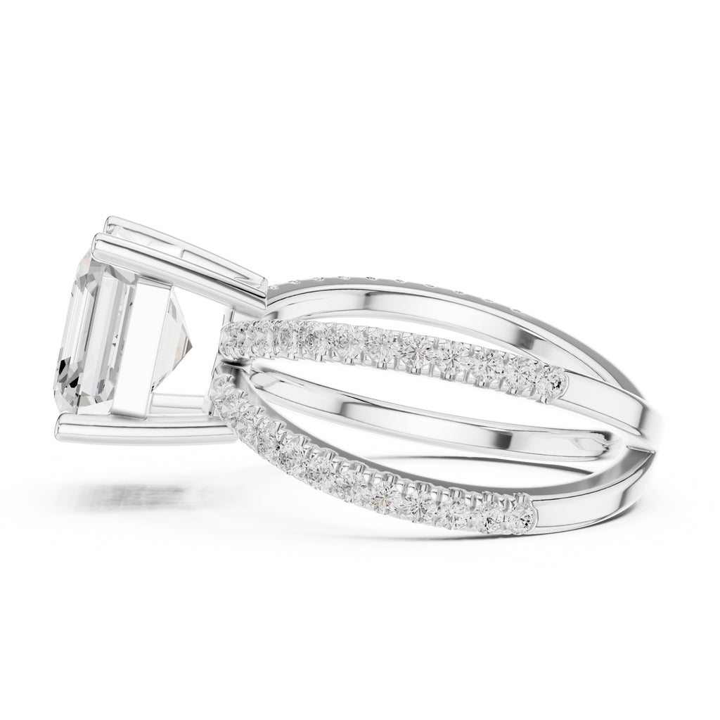 2.50 ct Entwined Embrace Ring 2.5ct White Gold Asscher