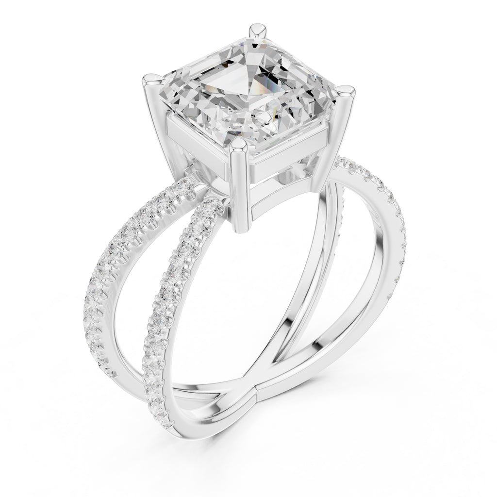 2.50 ct Entwined Embrace Ring 2.5ct White Gold Asscher