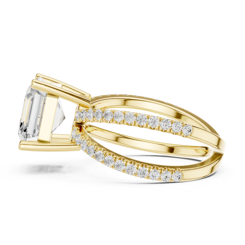 2.50 ct Entwined Embrace Ring 2.5ct Yellow Gold Asscher
