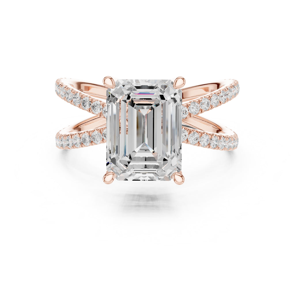 2.50 ct Entwined Embrace Ring 2.5ct Rose Gold Emerald