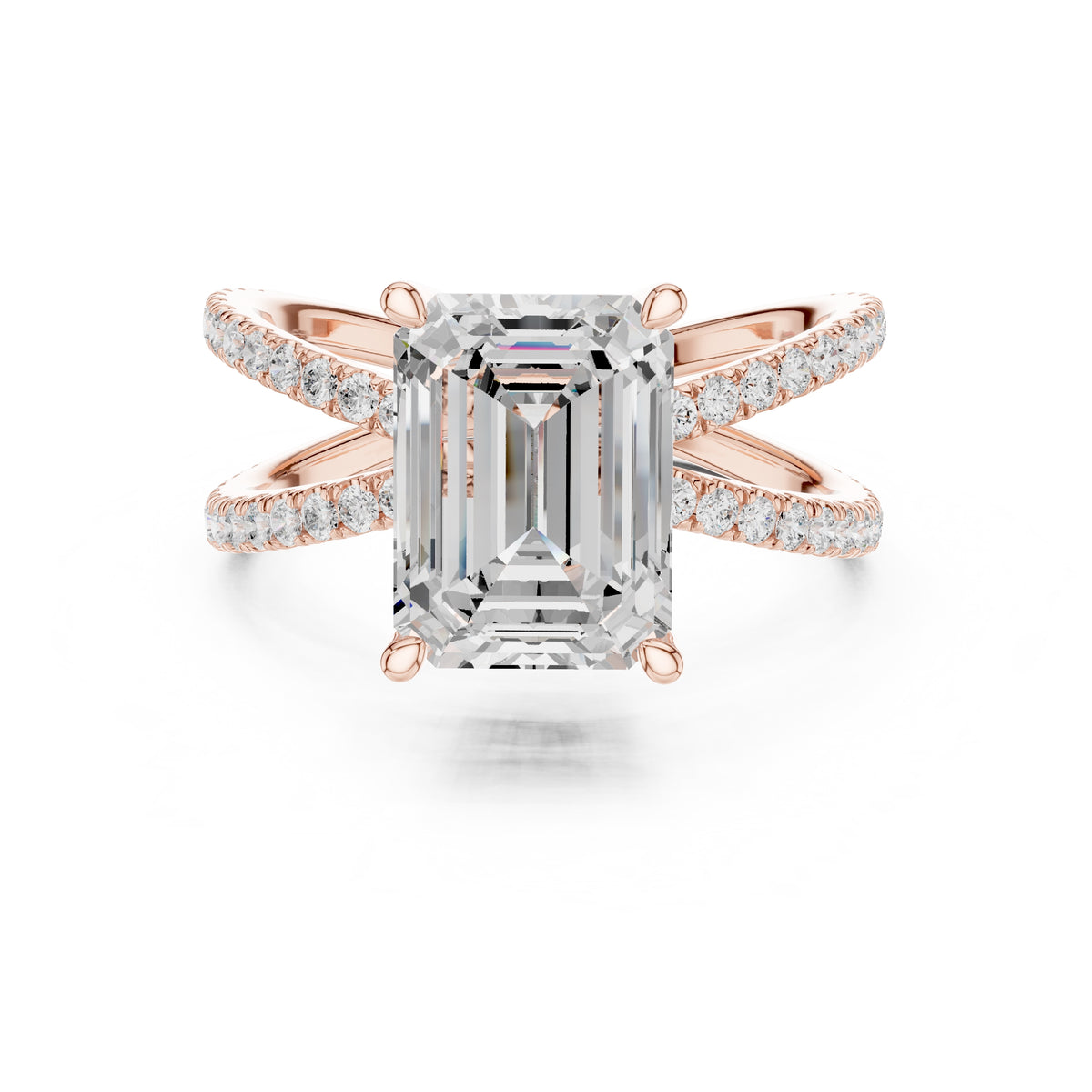 2.50 ct Entwined Embrace Ring 2.5ct Rose Gold Emerald