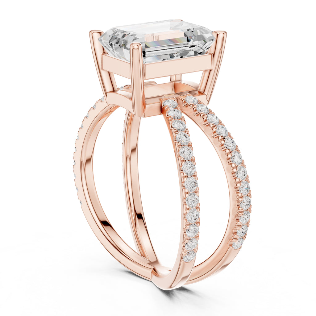 2.50 ct Entwined Embrace Ring 2.5ct Rose Gold Emerald