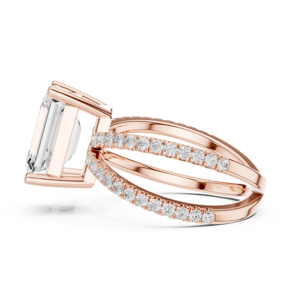 2.50 ct Entwined Embrace Ring 2.5ct Rose Gold Emerald