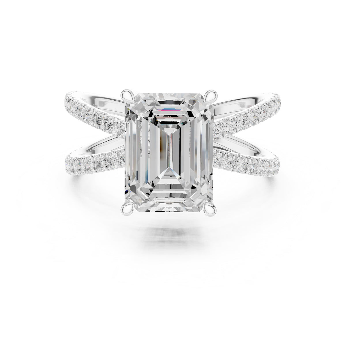 2.50 ct Entwined Embrace Ring 2.5ct White Gold Emerald