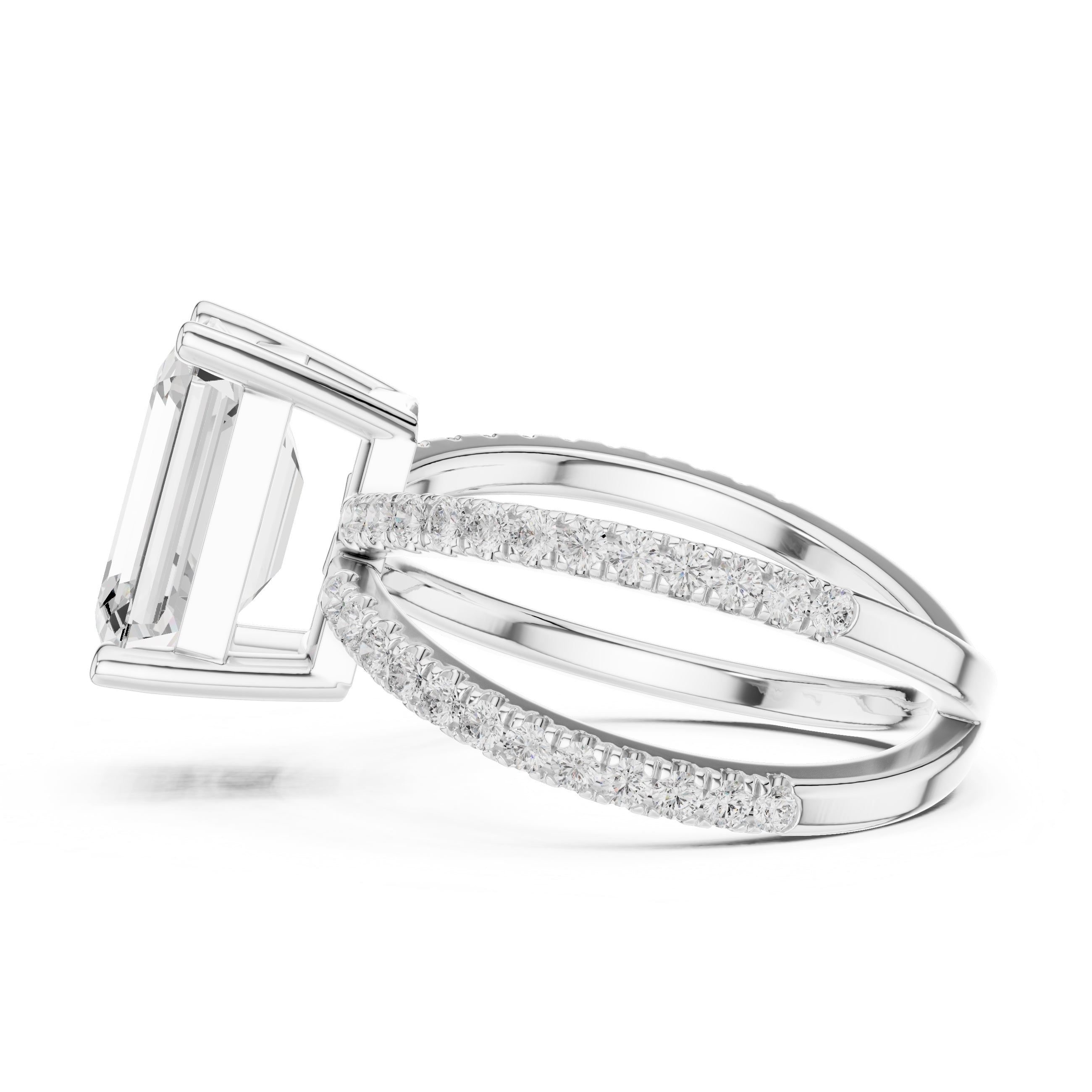 2.50 ct Entwined Embrace Ring 2.5ct White Gold Emerald