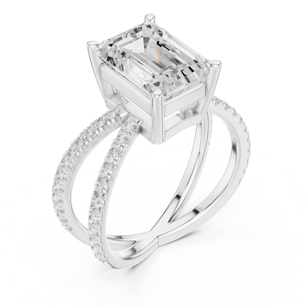 2.50 ct Entwined Embrace Ring 2.5ct White Gold Emerald
