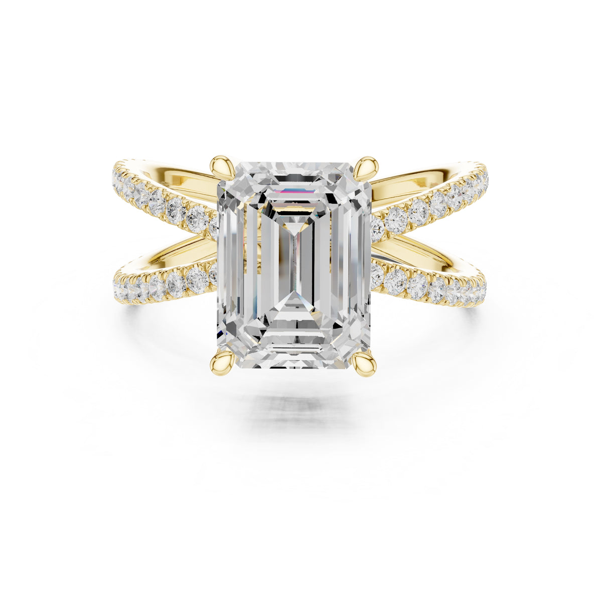 2.50 ct Entwined Embrace Ring 2.5ct Yellow Gold Emerald
