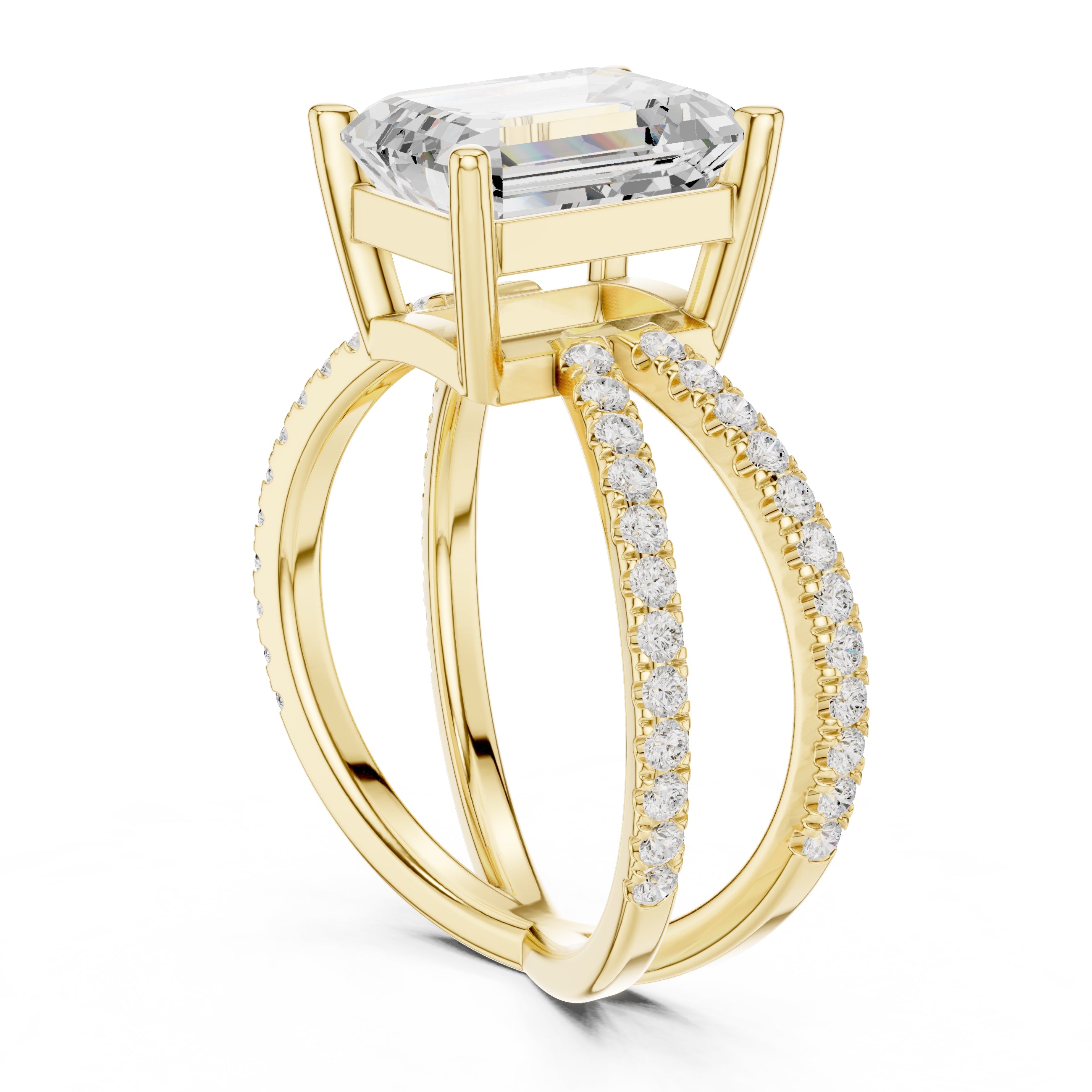 2.50 ct Entwined Embrace Ring 2.5ct Yellow Gold Emerald