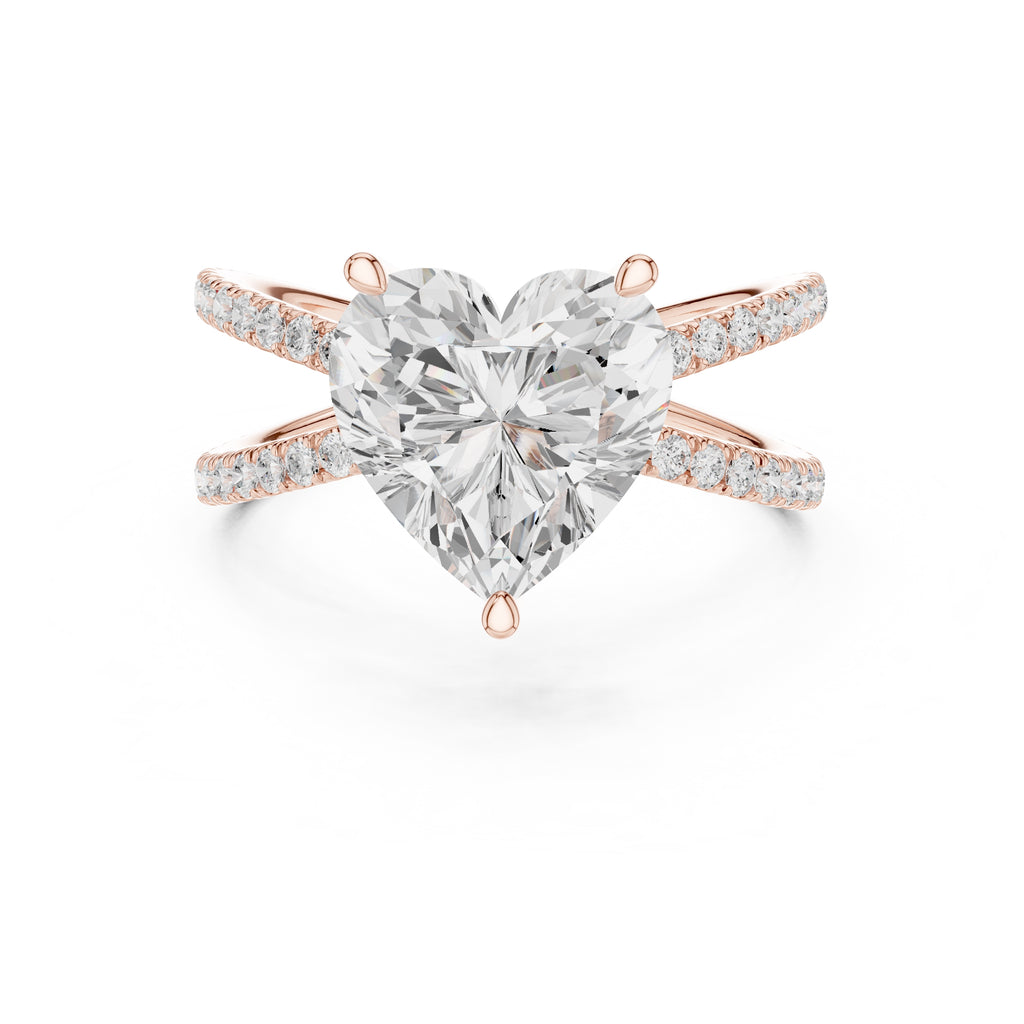 2.50 ct Entwined Embrace Ring 2.5ct Rose Gold Heart