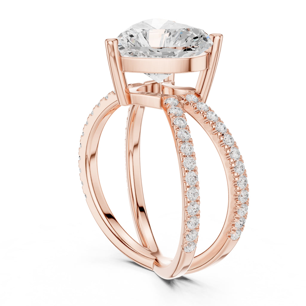 2.50 ct Entwined Embrace Ring 2.5ct Rose Gold Heart