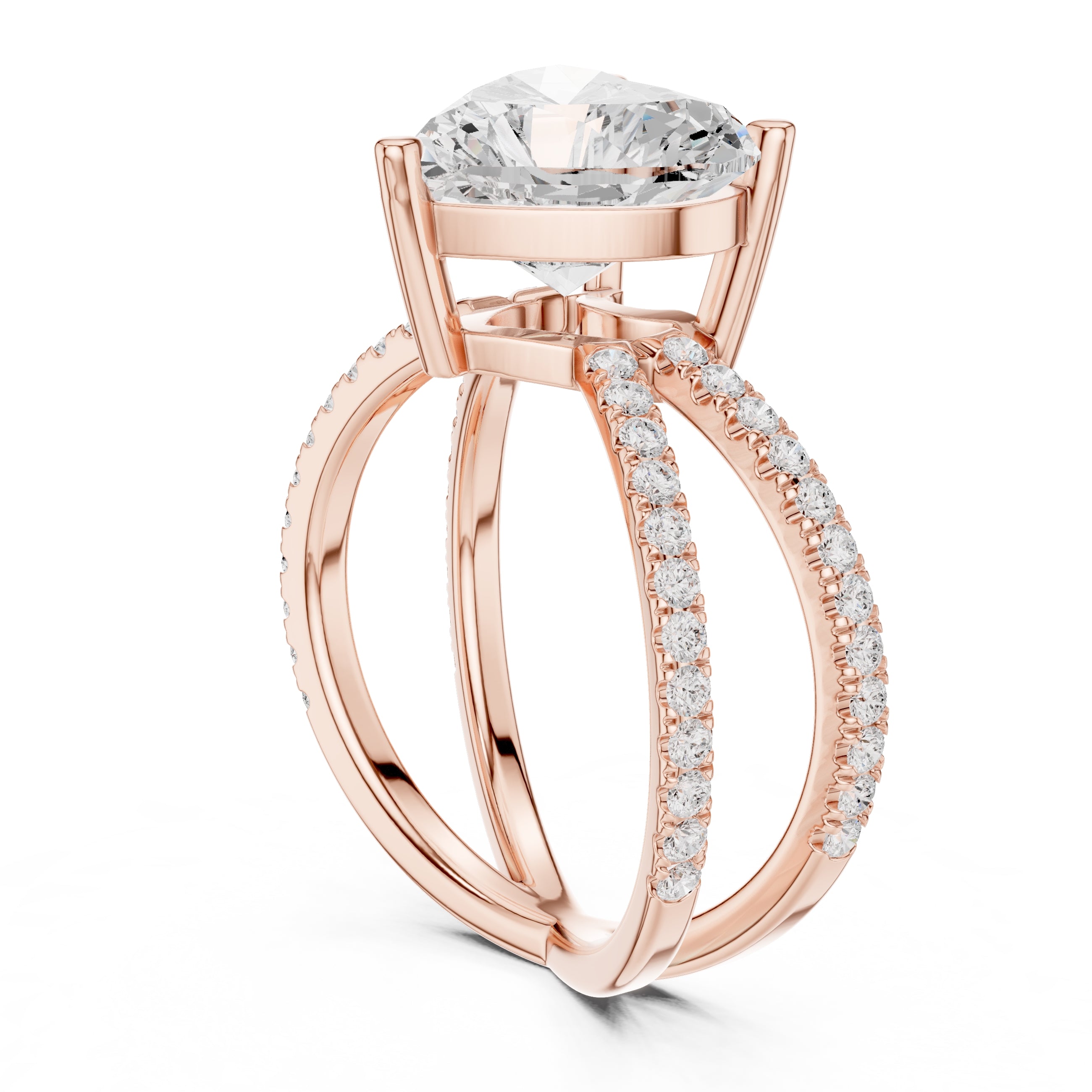 2.50 ct Entwined Embrace Ring 2.5ct Rose Gold Heart
