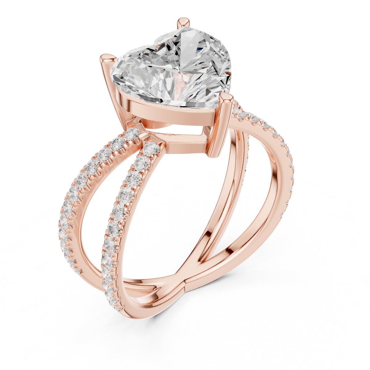 2.50 ct Entwined Embrace Ring 2.5ct Rose Gold Heart