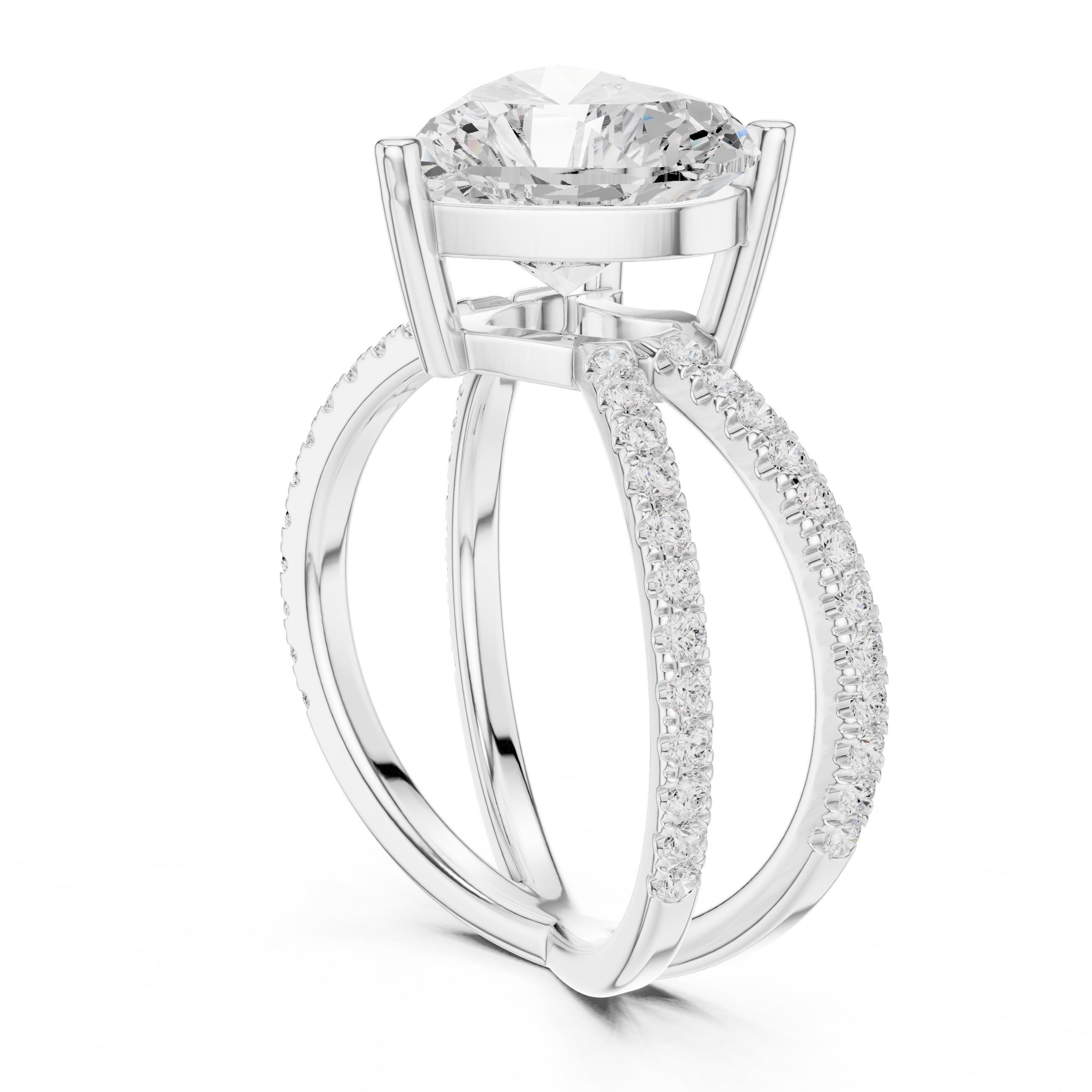 2.50 ct Entwined Embrace Ring 2.5ct White Gold Heart