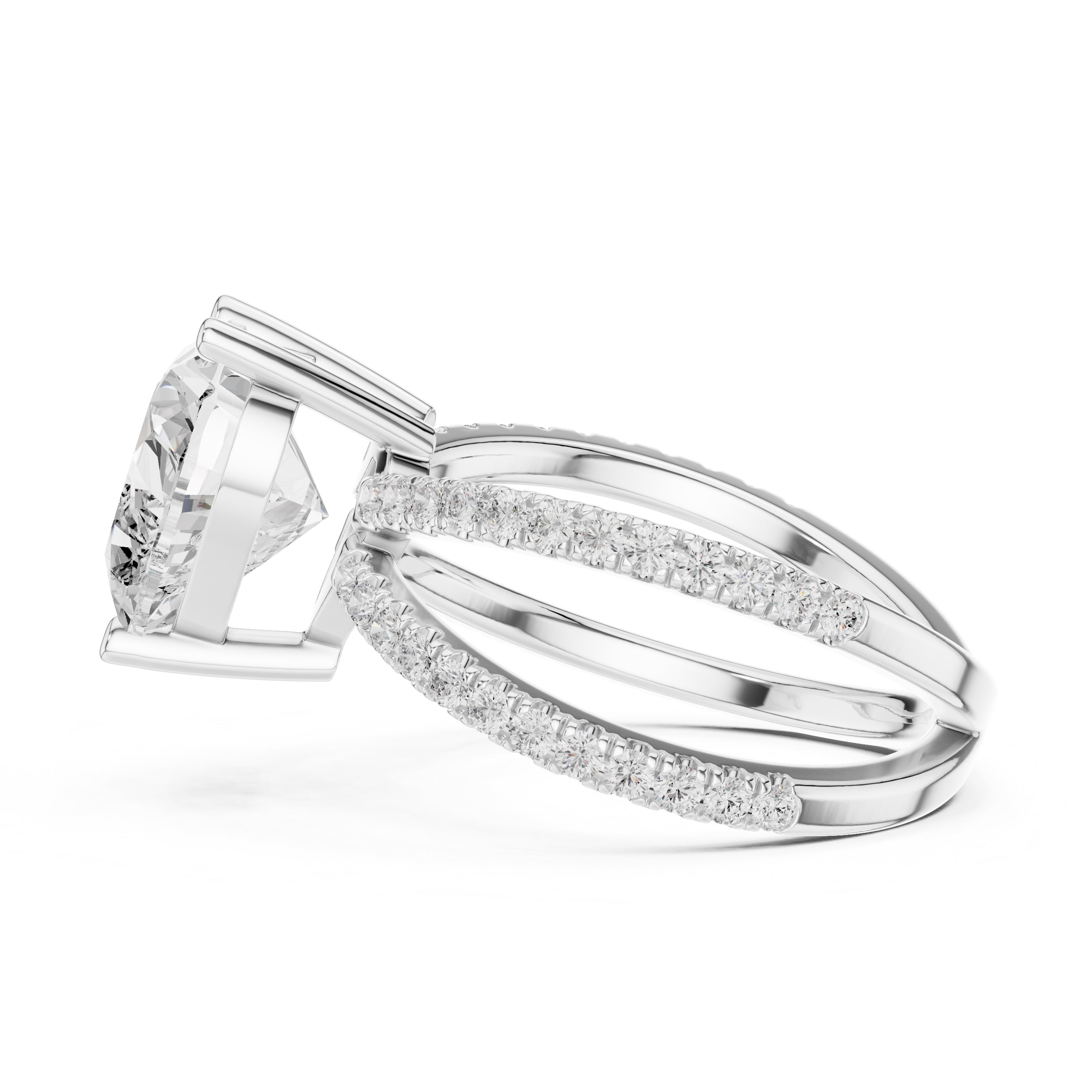 2.50 ct Entwined Embrace Ring 2.5ct White Gold Heart