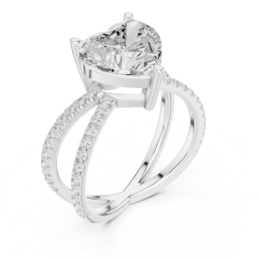 2.50 ct Entwined Embrace Ring 2.5ct White Gold Heart