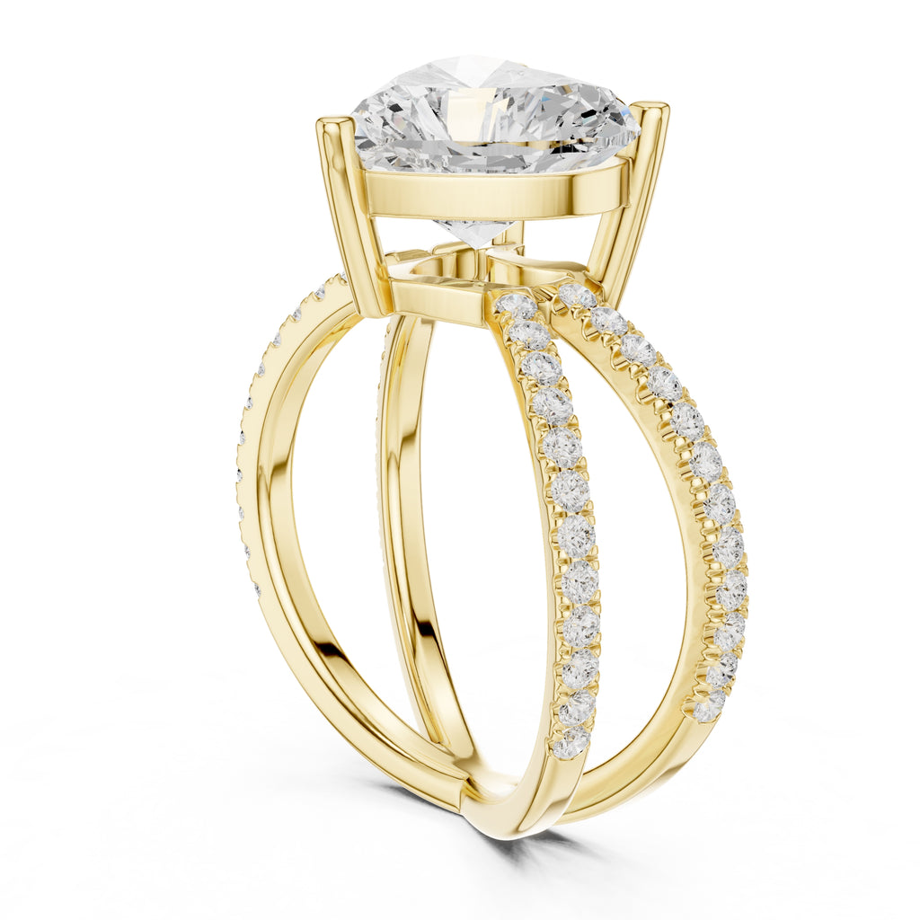 2.50 ct Entwined Embrace Ring 2.5ct Yellow Gold Heart