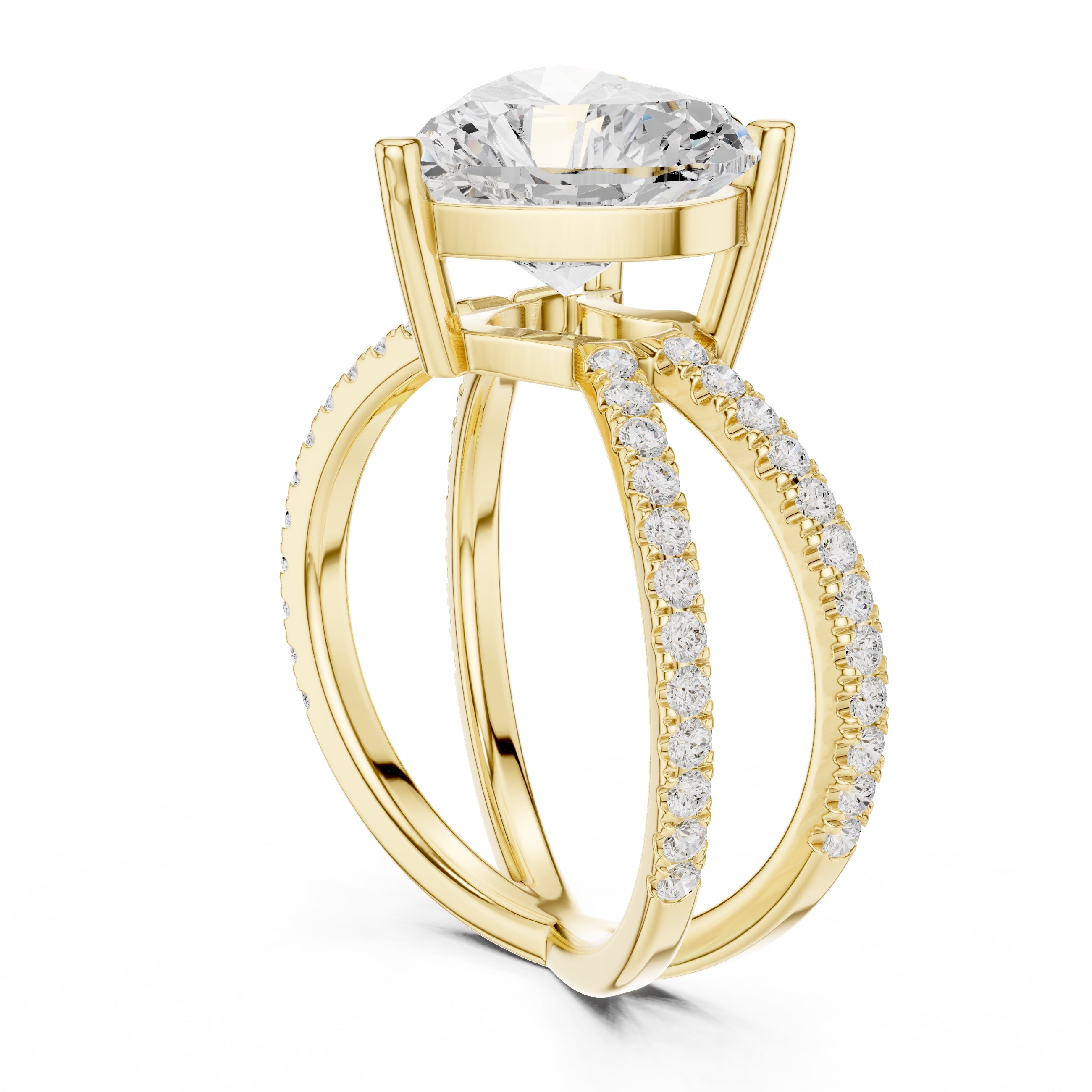2.50 ct Entwined Embrace Ring 2.5ct Yellow Gold Heart
