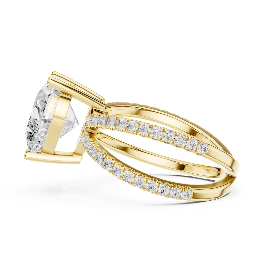 2.50 ct Entwined Embrace Ring 2.5ct Yellow Gold Heart