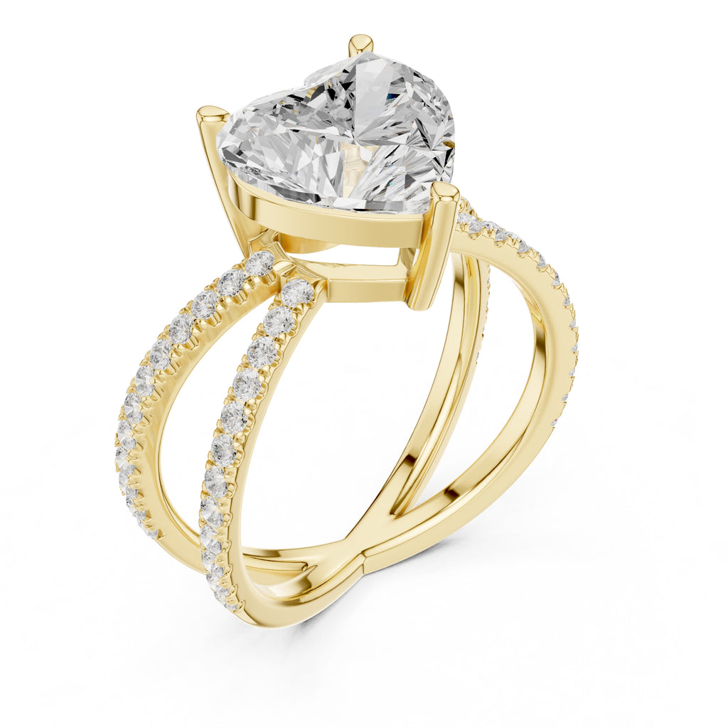 2.50 ct Entwined Embrace Ring 2.5ct Yellow Gold Heart