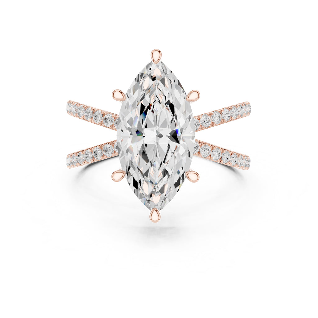 2.50 ct Entwined Embrace Ring 2.5ct Rose Gold Marquise