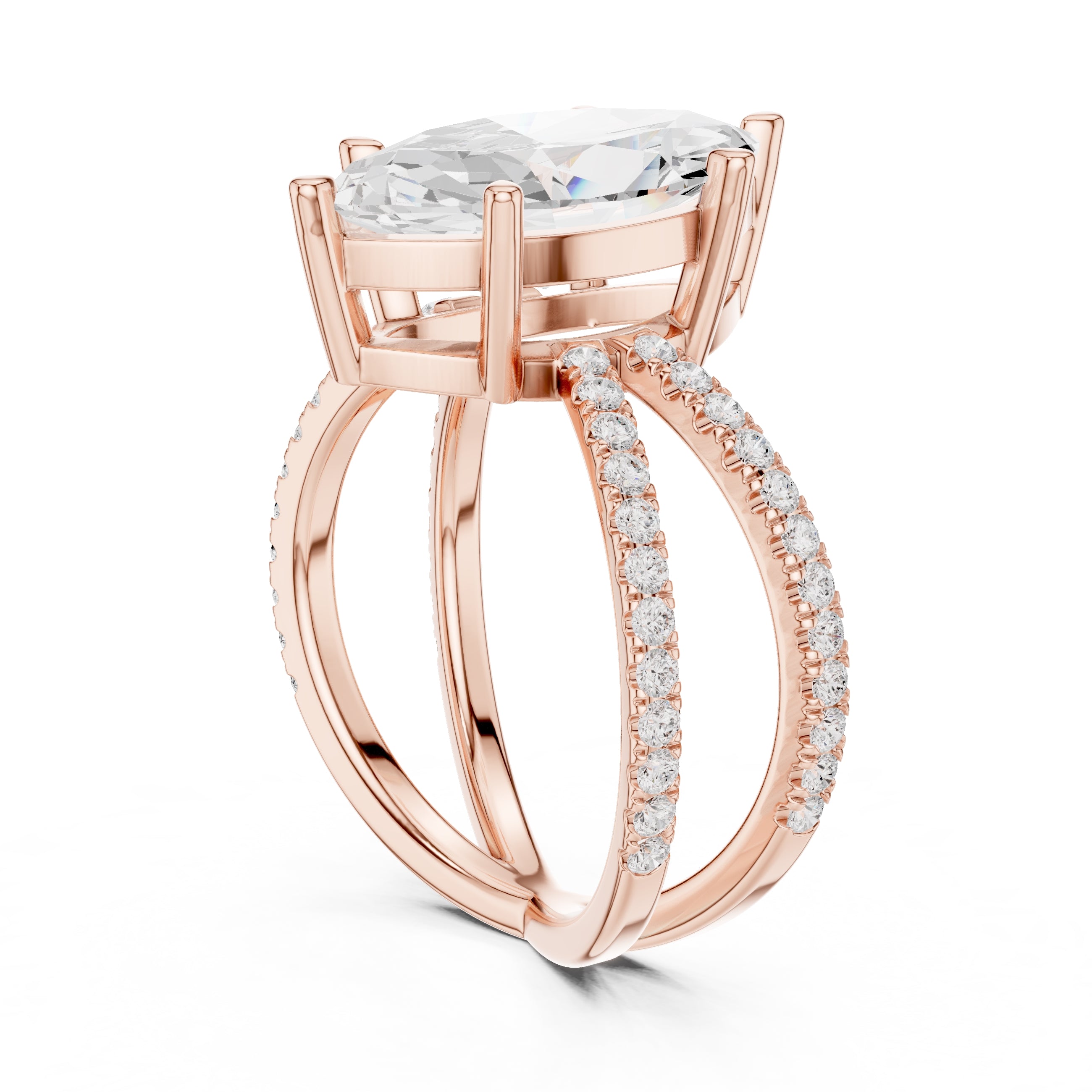 2.50 ct Entwined Embrace Ring 2.5ct Rose Gold Marquise