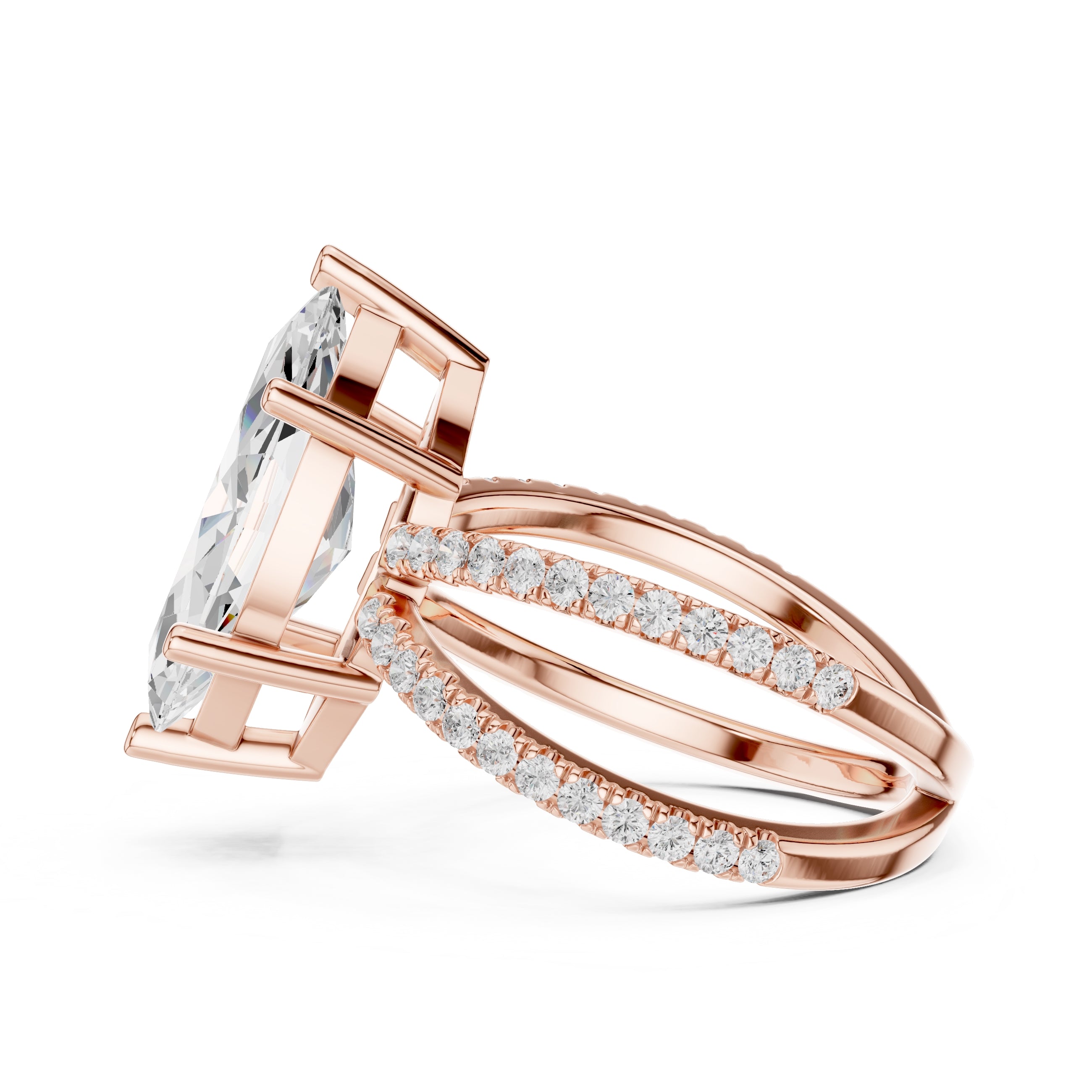 2.50 ct Entwined Embrace Ring 2.5ct Rose Gold Marquise