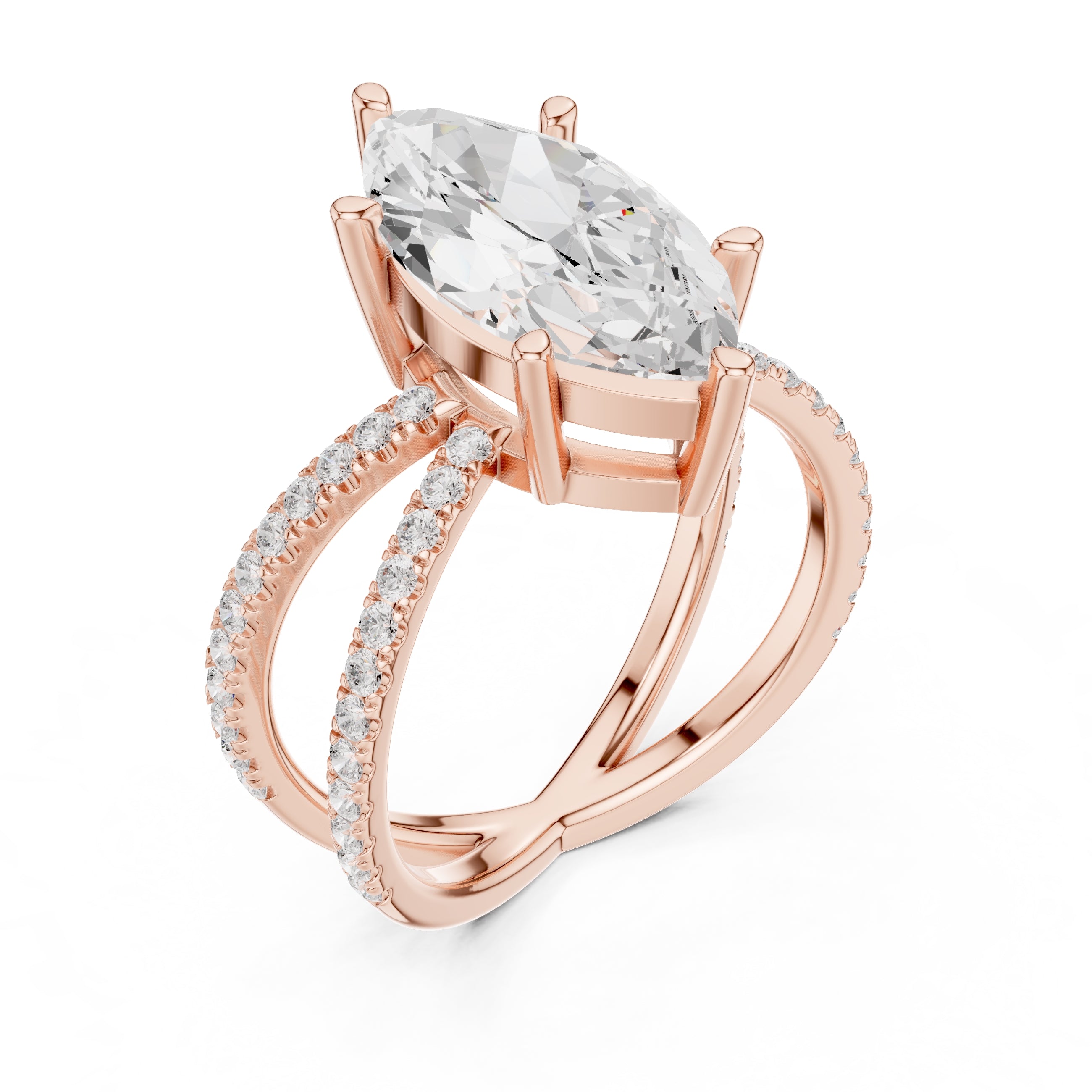 2.50 ct Entwined Embrace Ring 2.5ct Rose Gold Marquise