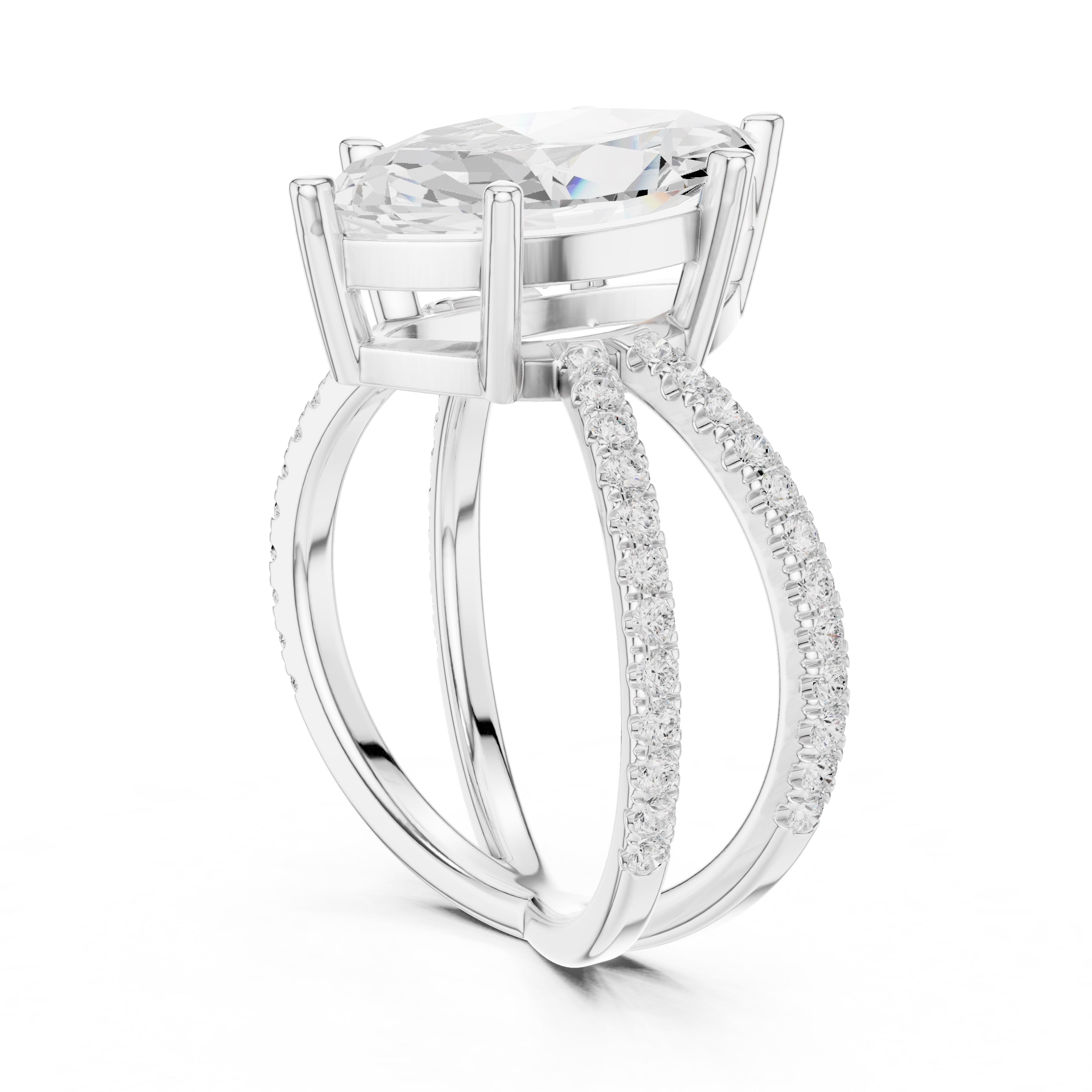 2.50 ct Entwined Embrace Ring 2.5ct White Gold Marquise