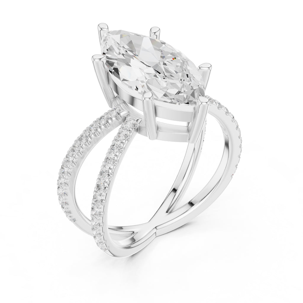 2.50 ct Entwined Embrace Ring 2.5ct White Gold Marquise