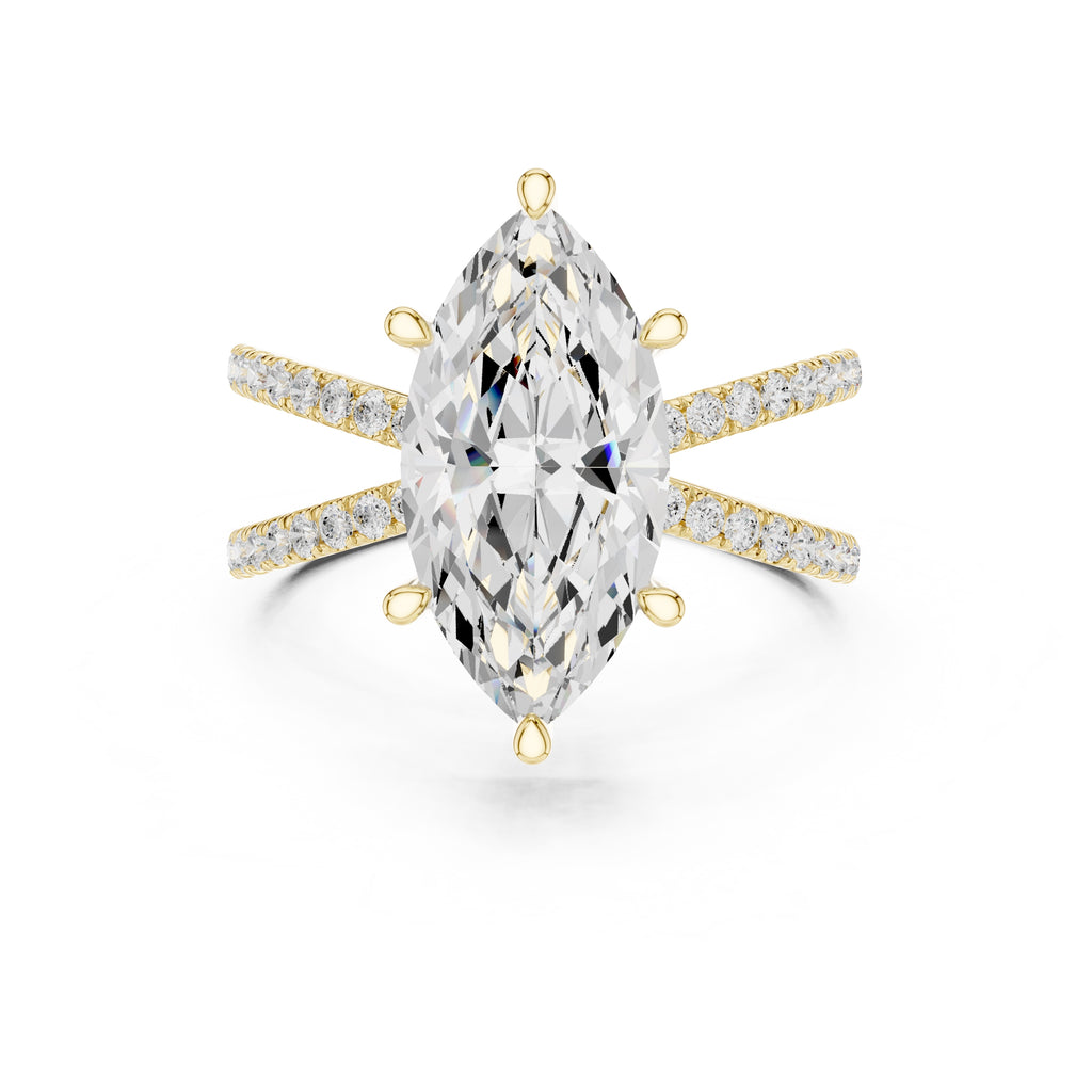2.50 ct Entwined Embrace Ring 2.5ct Yellow Gold Marquise