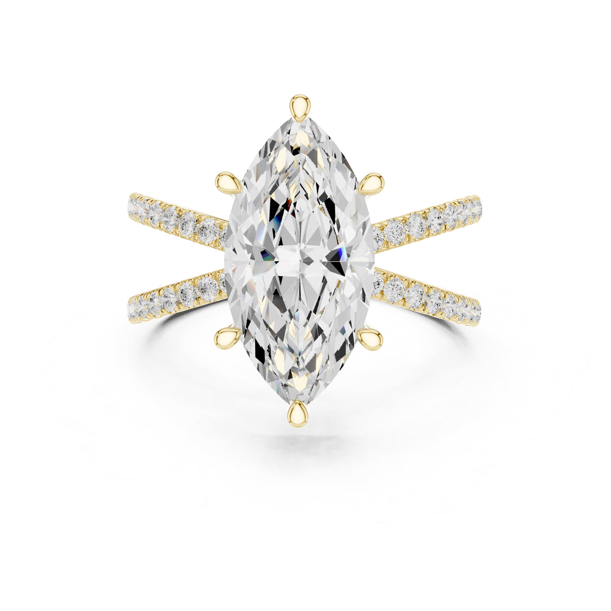 2.50 ct Entwined Embrace Ring 2.5ct Yellow Gold Marquise