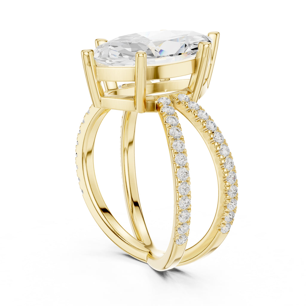 2.50 ct Entwined Embrace Ring 2.5ct Yellow Gold Marquise