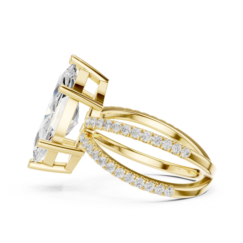2.50 ct Entwined Embrace Ring 2.5ct Yellow Gold Marquise