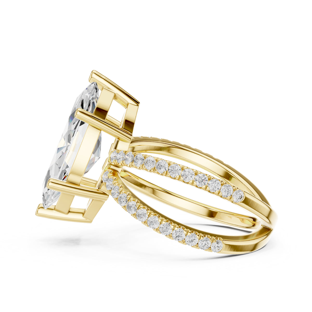 2.50 ct Entwined Embrace Ring 2.5ct Yellow Gold Marquise