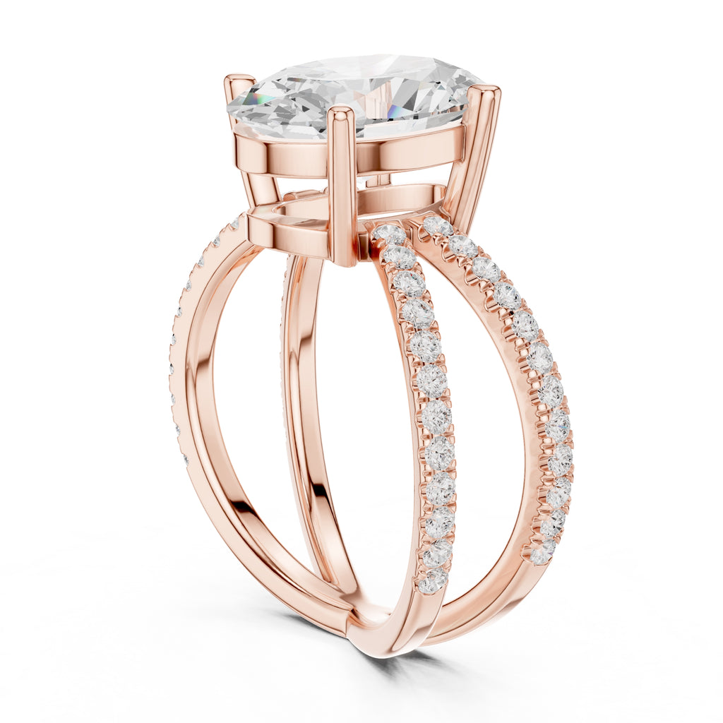 2.50 ct Entwined Embrace Ring 2.5ct Rose Gold Oval