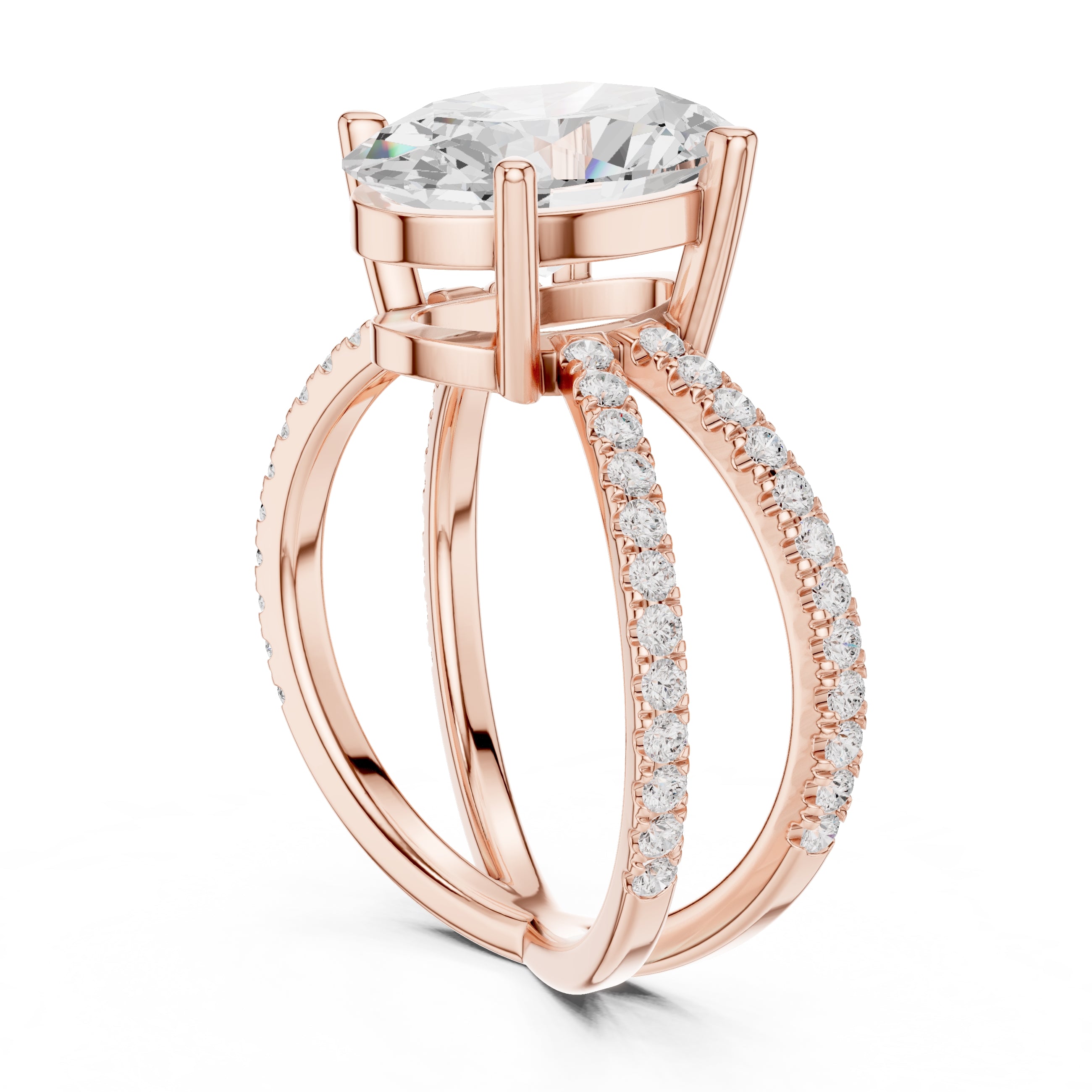 2.50 ct Entwined Embrace Ring 2.5ct Rose Gold Oval