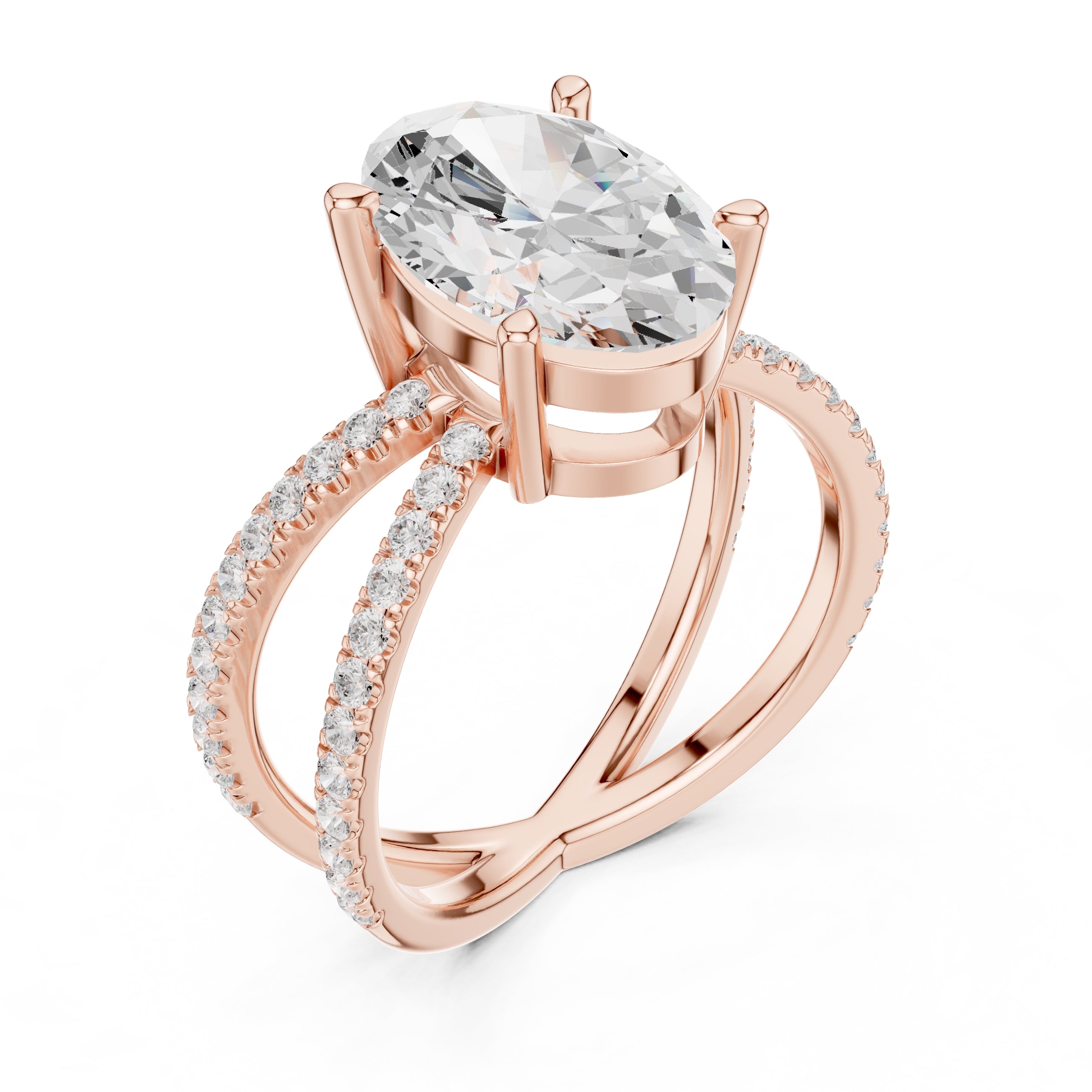 2.50 ct Entwined Embrace Ring 2.5ct Rose Gold Oval