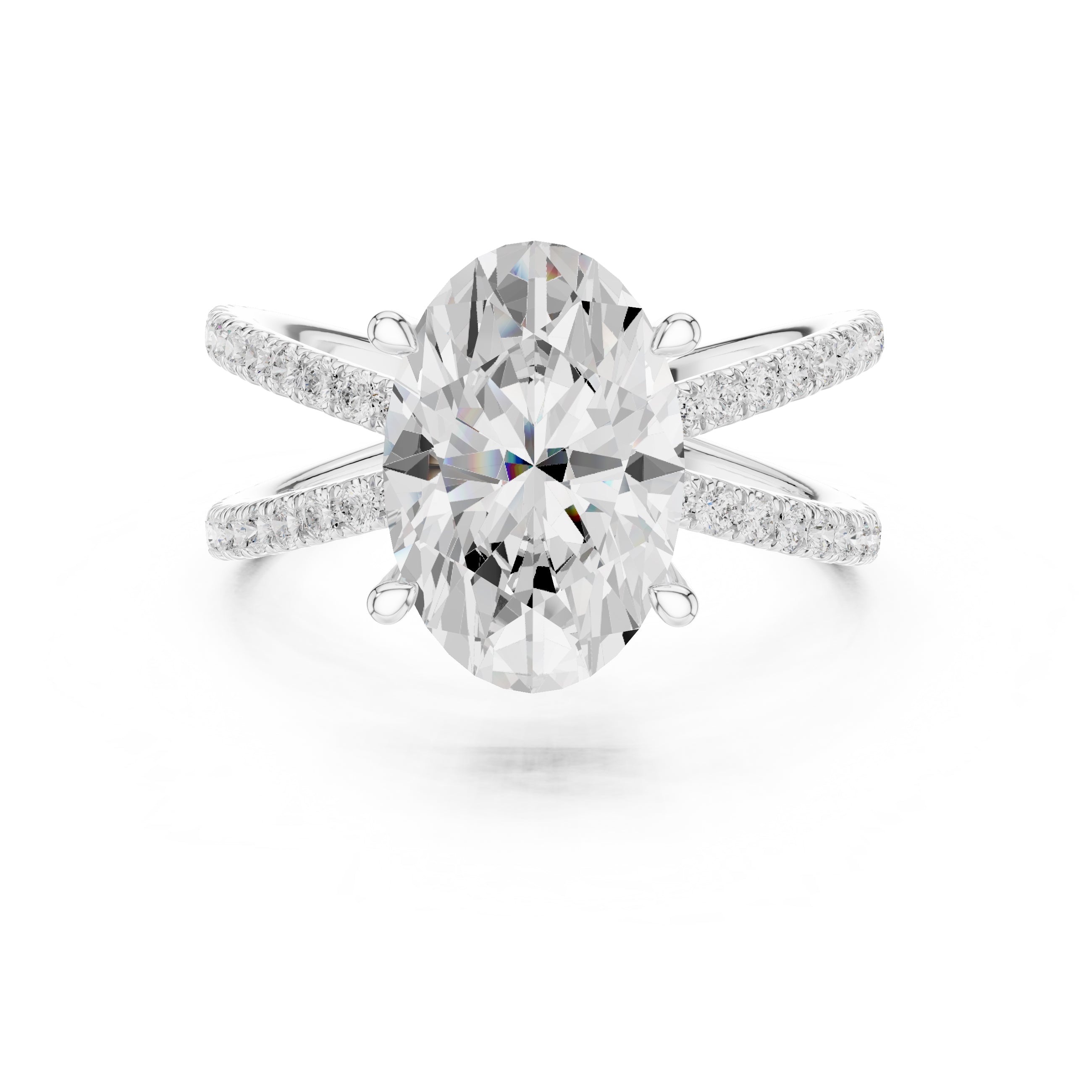 2.50 ct Entwined Embrace Ring 2.5ct White Gold Oval