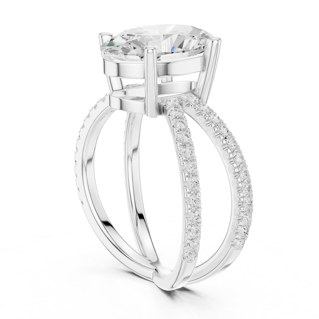 2.50 ct Entwined Embrace Ring 2.5ct White Gold Oval