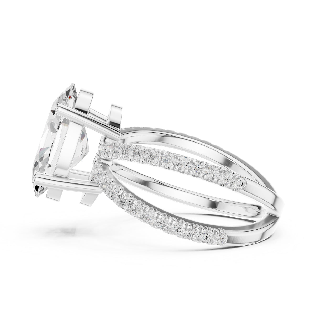2.50 ct Entwined Embrace Ring 2.5ct White Gold Oval