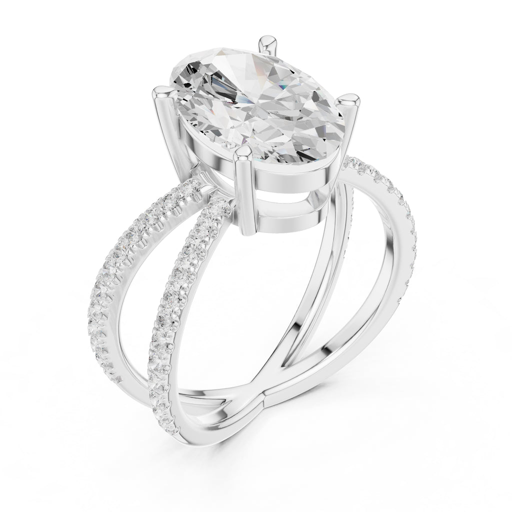 2.50 ct Entwined Embrace Ring 2.5ct White Gold Oval